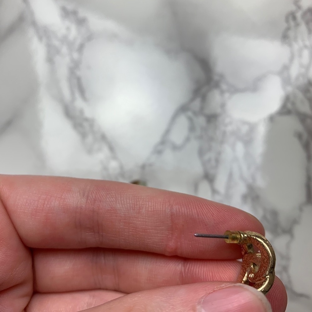 Gold Rhinestone Stud Earrings - Picture 2 of 2